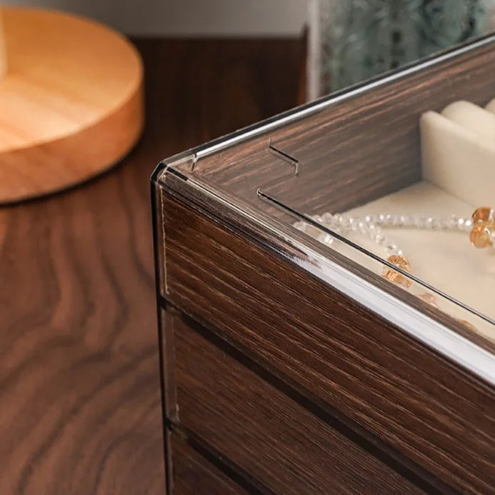 HeritageBox™ — 3-Drawer Wooden Jewelry Organizer with Clear Display Lid / Display, Protect, and Organize Your Entire Jewelry Collection in One Elegant Piece!