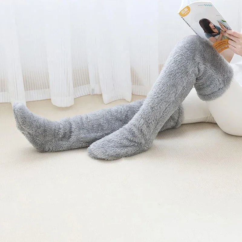 Ultra-Soft Fuzzy Slipper Socks — Long, Plush Comfort for Feet and Legs